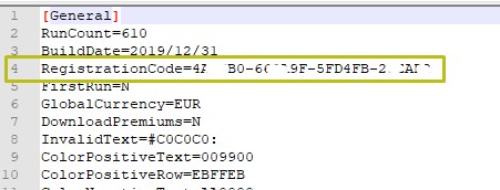 Cambiar código de registro