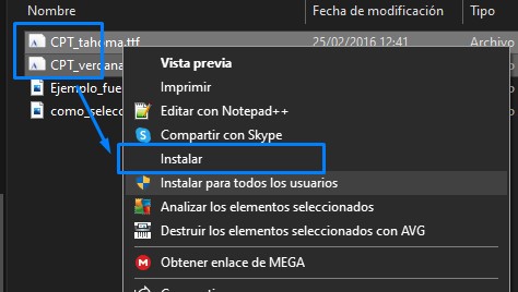 Instalar fuentes en Windows